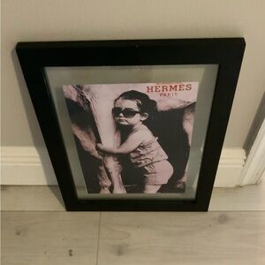 Handmade Upcycled Hermès-Inspired Floating Fashion Art – 13”x16” Black Frame